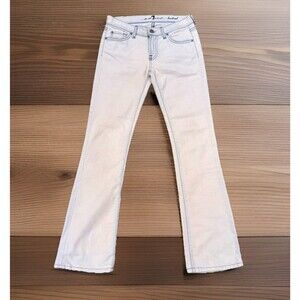 Vintage Seven 7 For All Mankind Jeans Sz 26 White Light Blue Bootcut Flare